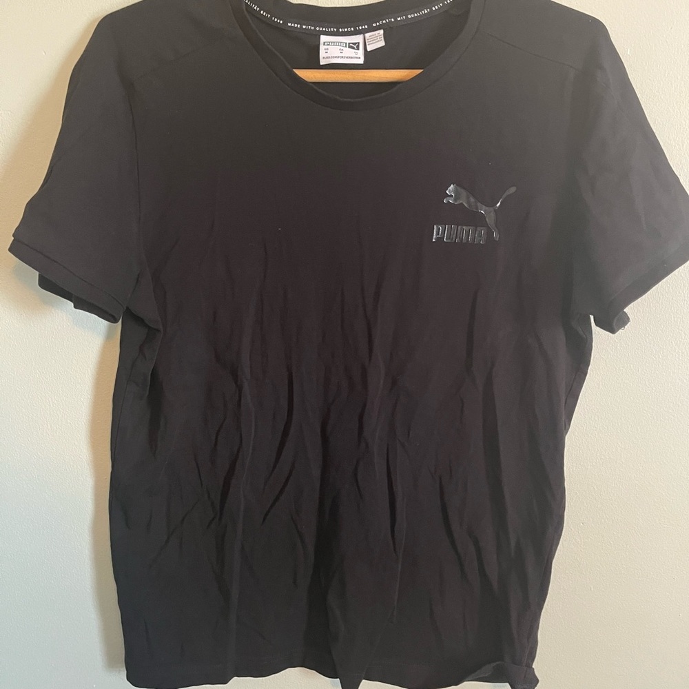 Mens Black on Black Puma Logo Tee Shirt